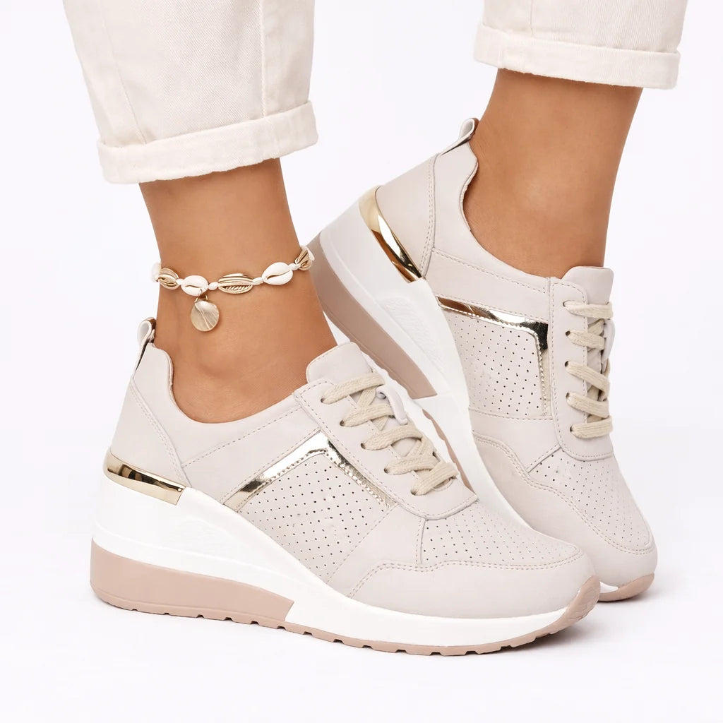 Women's Trainers Lace-Up Walking Shoes Wedge Sole Comfort 4