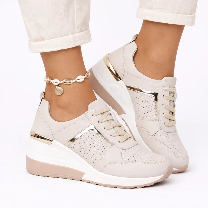 Women's Trainers Lace-Up Walking Shoes Wedge Sole Comfort 4