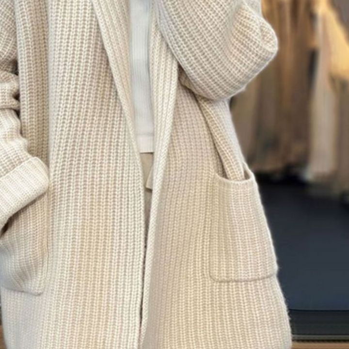 Womens Oversized Ribbed Open-Front Cardigan Merino Wool 3