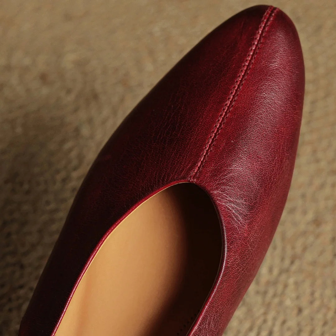 Womens Pointed-Toe Slingback Flats Leather Casual Shoes 3