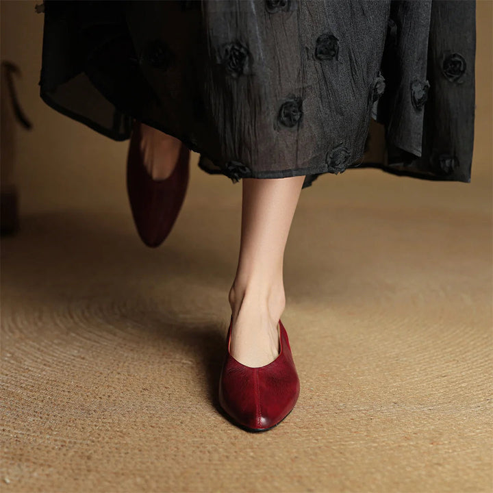 Womens Pointed-Toe Slingback Flats Leather Casual Shoes 4