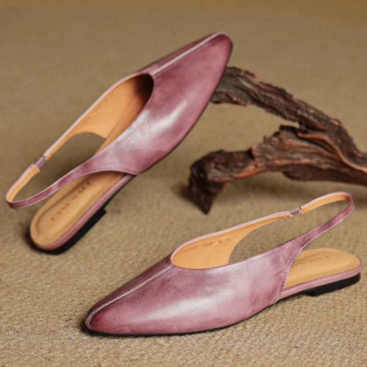 Womens Pointed-Toe Slingback Flats Leather Casual Shoes 7