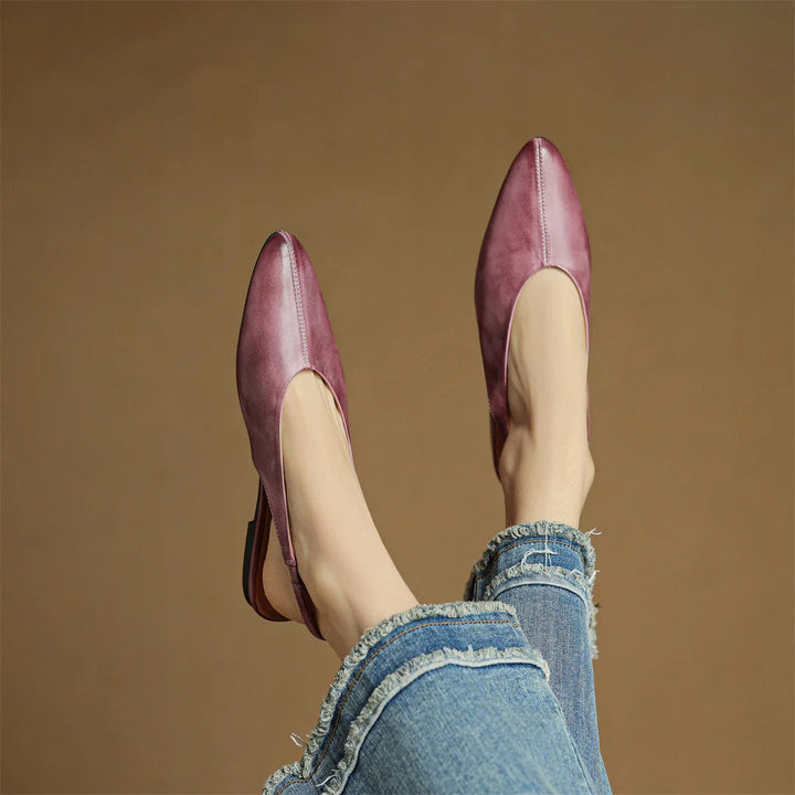 Womens Pointed-Toe Slingback Flats Leather Casual Shoes 8
