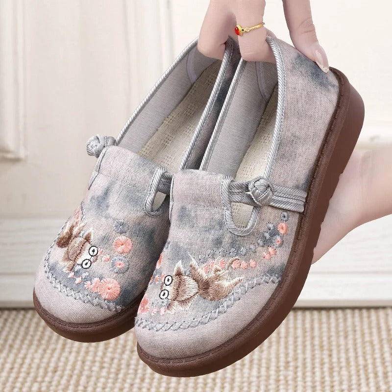 Womens Printed Slip-On Flat Loafers Comfortable Synthetic 1
