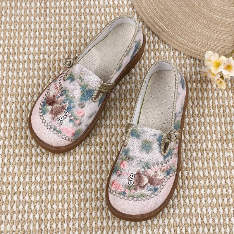Womens Printed Slip-On Flat Loafers Comfortable Synthetic 5