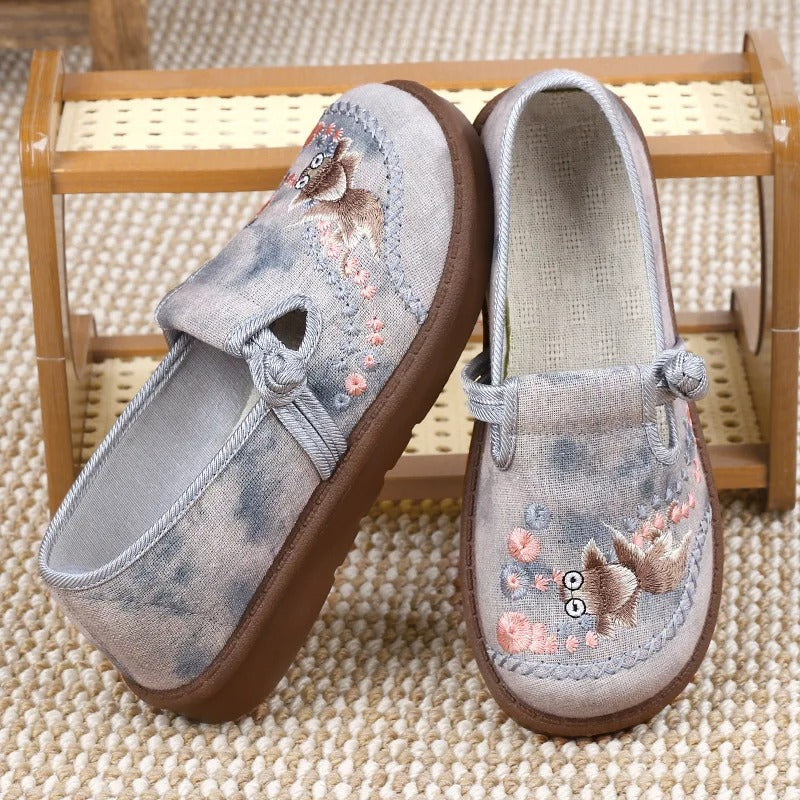 Womens Printed Slip-On Flat Loafers Comfortable Synthetic 6