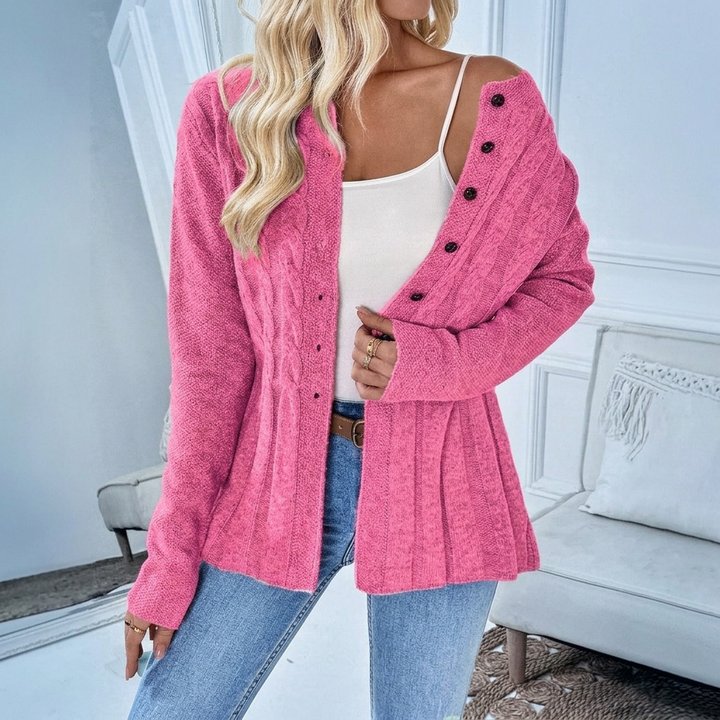 Womens Ribbed Button-Front Cardigan Sweater Cotton 3