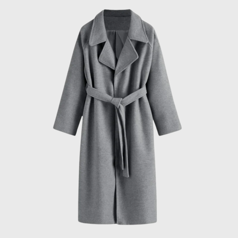 Womens Belted Wool Blend Winter Coat Longline 3