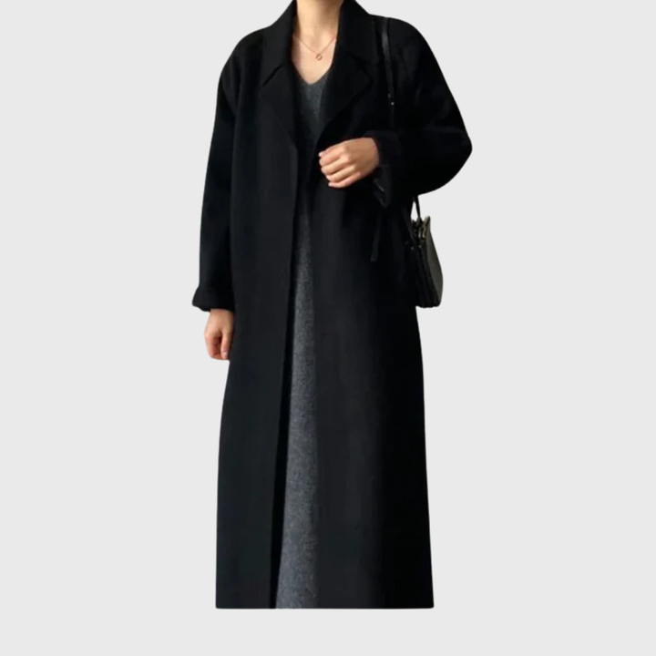 Womens Belted Wool Blend Winter Coat Longline 4