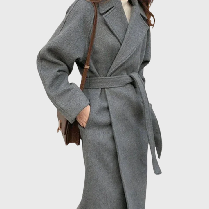 Womens Belted Wool Blend Winter Coat Longline 5