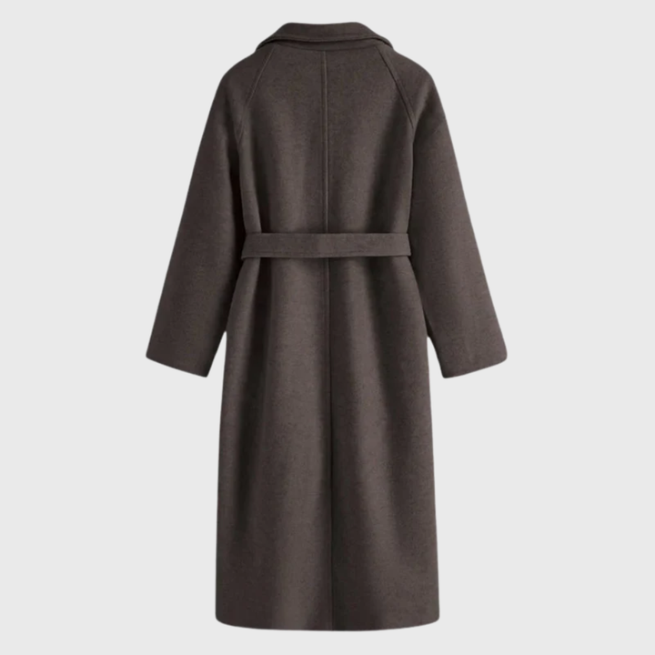 Womens Belted Wool Blend Winter Coat Longline 6