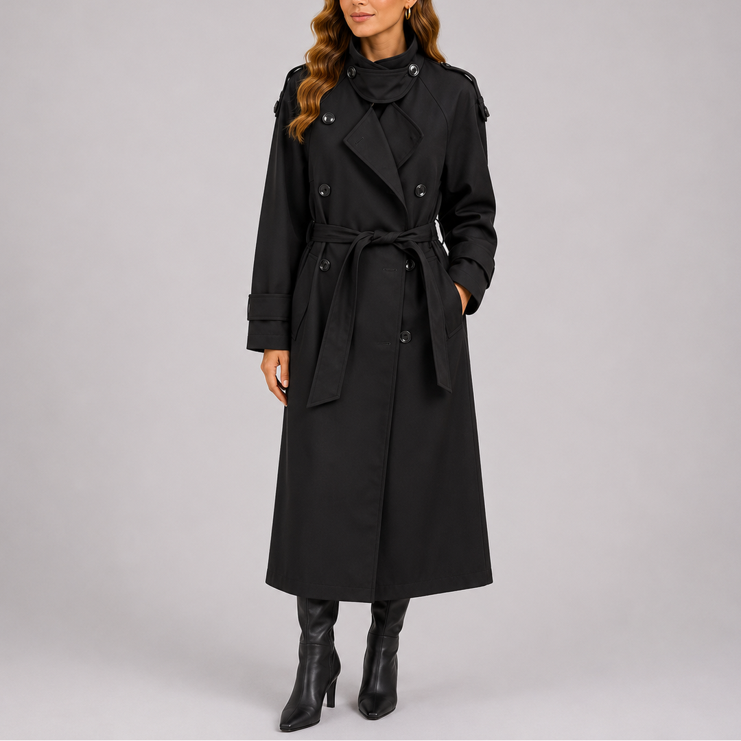 Womens Longline Trench Coat Tailored Belted 0