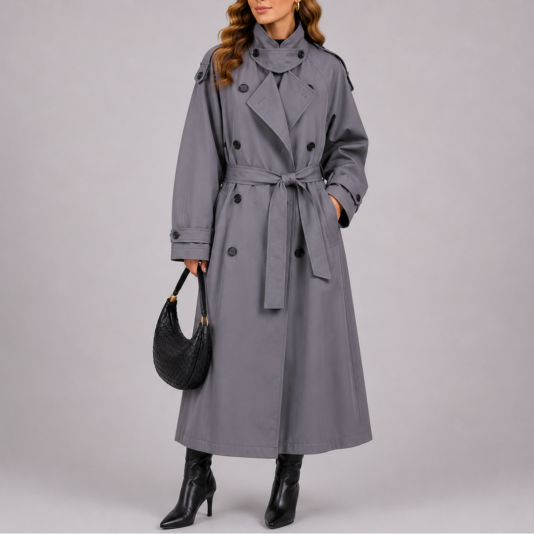 Womens Longline Trench Coat Tailored Belted 1