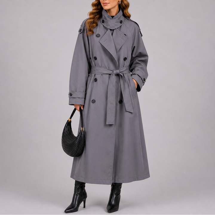 Womens Longline Trench Coat Tailored Belted 1