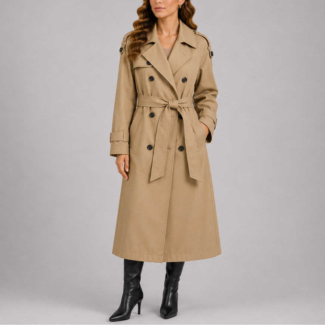 Womens Longline Trench Coat Tailored Belted 2