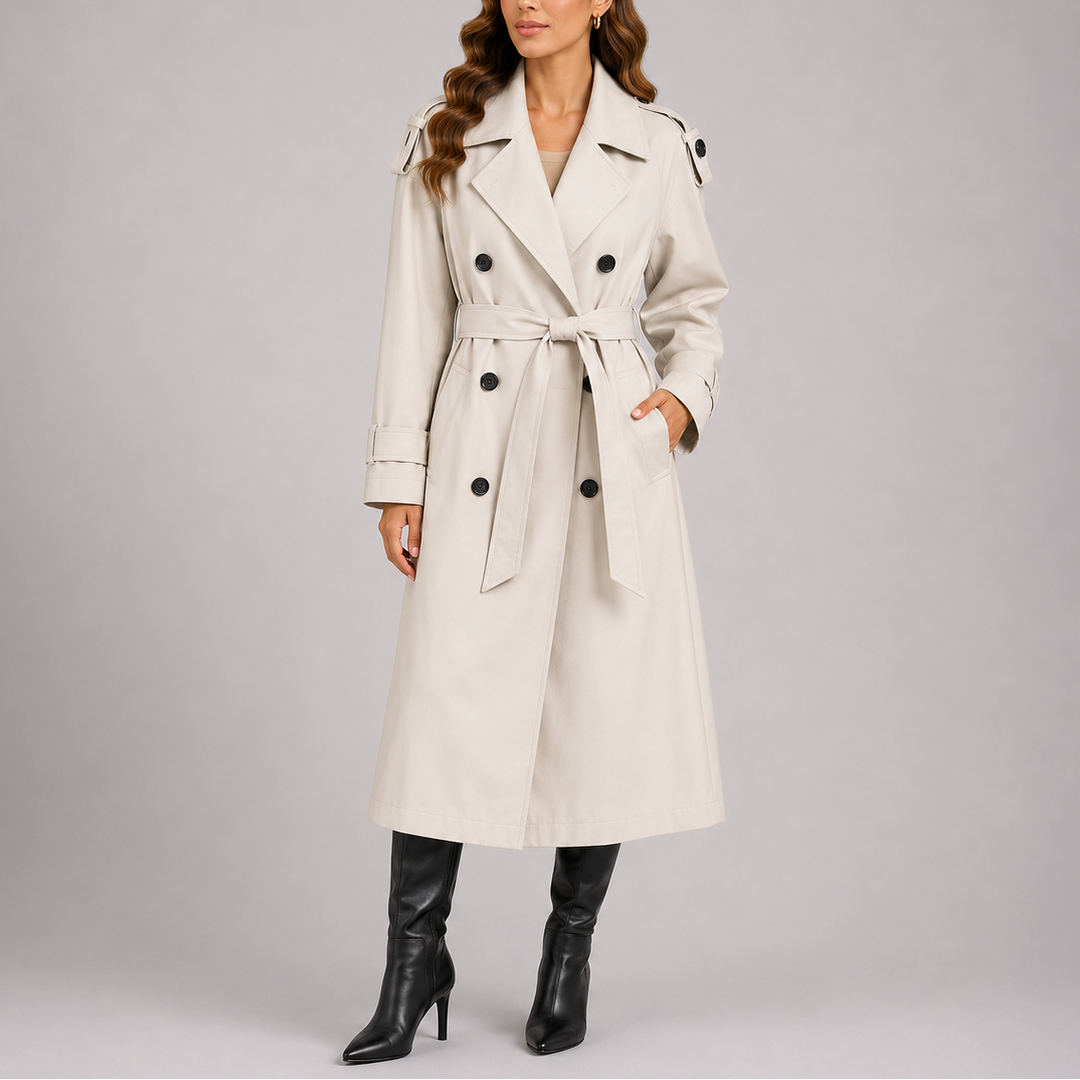Womens Longline Trench Coat Tailored Belted 3