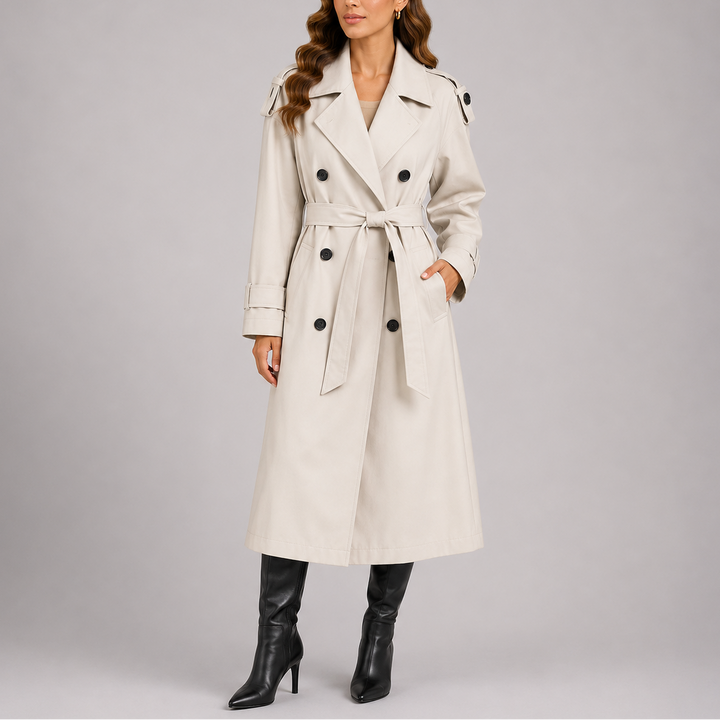 Womens Longline Trench Coat Tailored Belted 3
