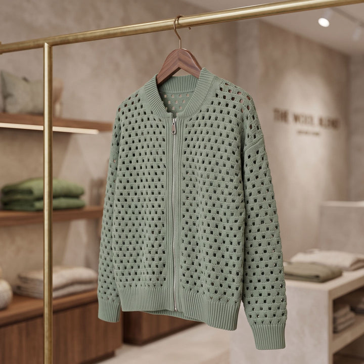 Womens Textured Hollow-Knit Long Cardigan Lightweight Knit 4