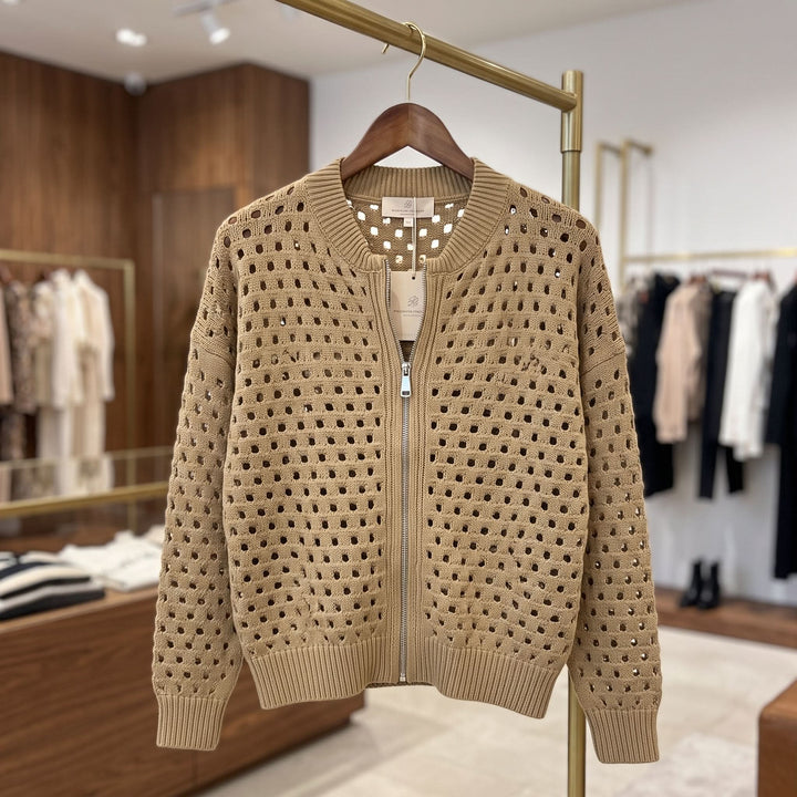 Womens Textured Hollow-Knit Long Cardigan Lightweight Knit 5