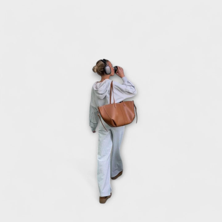 Womens Vintage Classic Large Tote Bag Leather 5