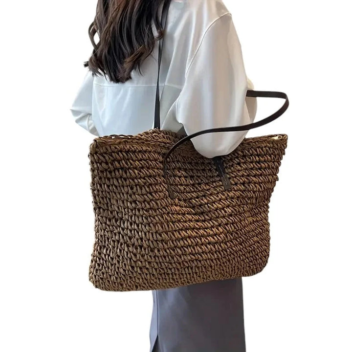 Womens Woven Lightweight Tote Bag With Durable Straps 5