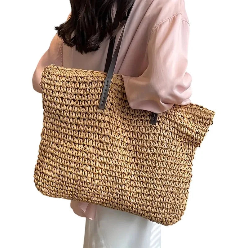 Womens Woven Lightweight Tote Bag With Durable Straps 6