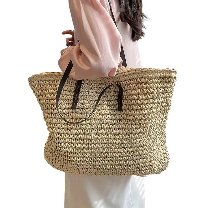 Womens Woven Lightweight Tote Bag With Durable Straps 7