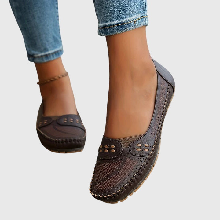 Priscilla | Women's Slip-On Orthopedic Flats with Perforated Cutout Detail