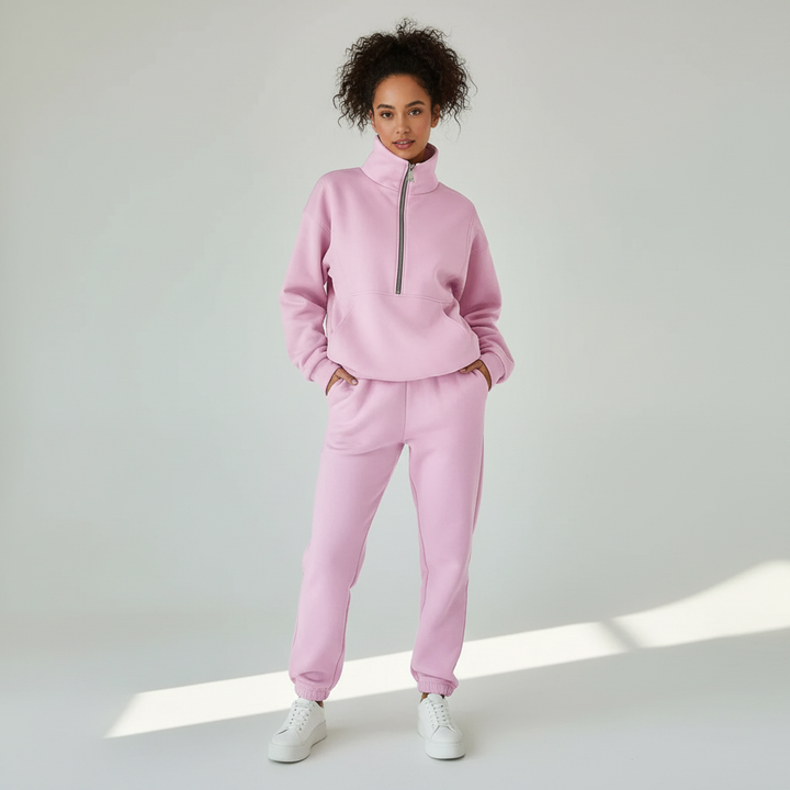 Fabienne | Women's Tracksuit – Half-Zip Sweater & Trousers Two-Piece Set