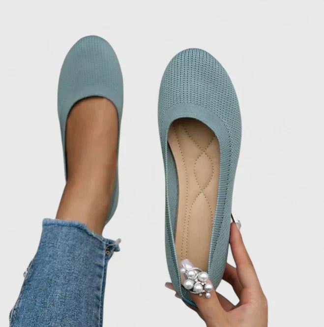 Adalynn | Women's Round Toe Orthopedic Flats with Knit Mesh Detail