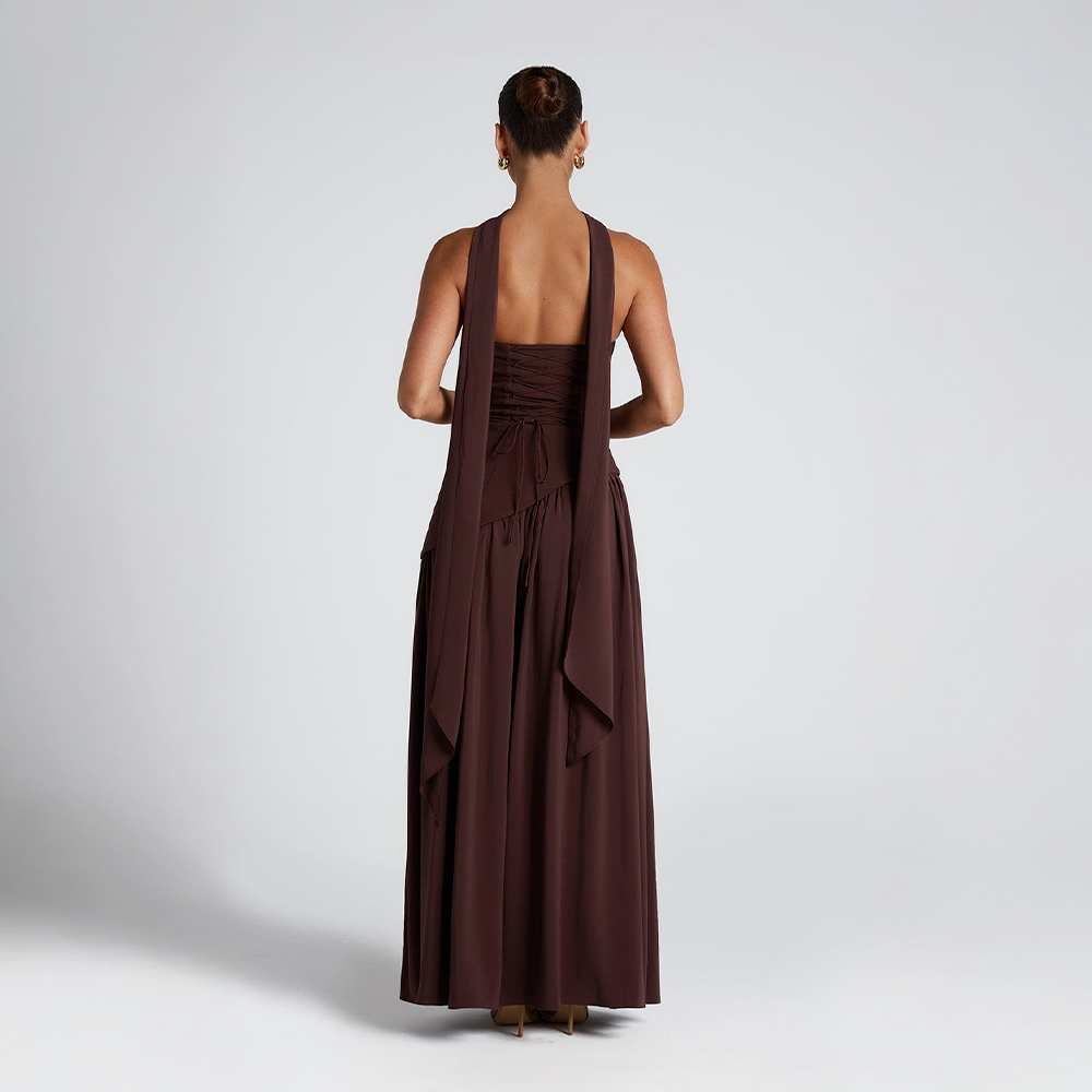 Odessa | Women's Strapless Maxi Dress with High Slit Detail
