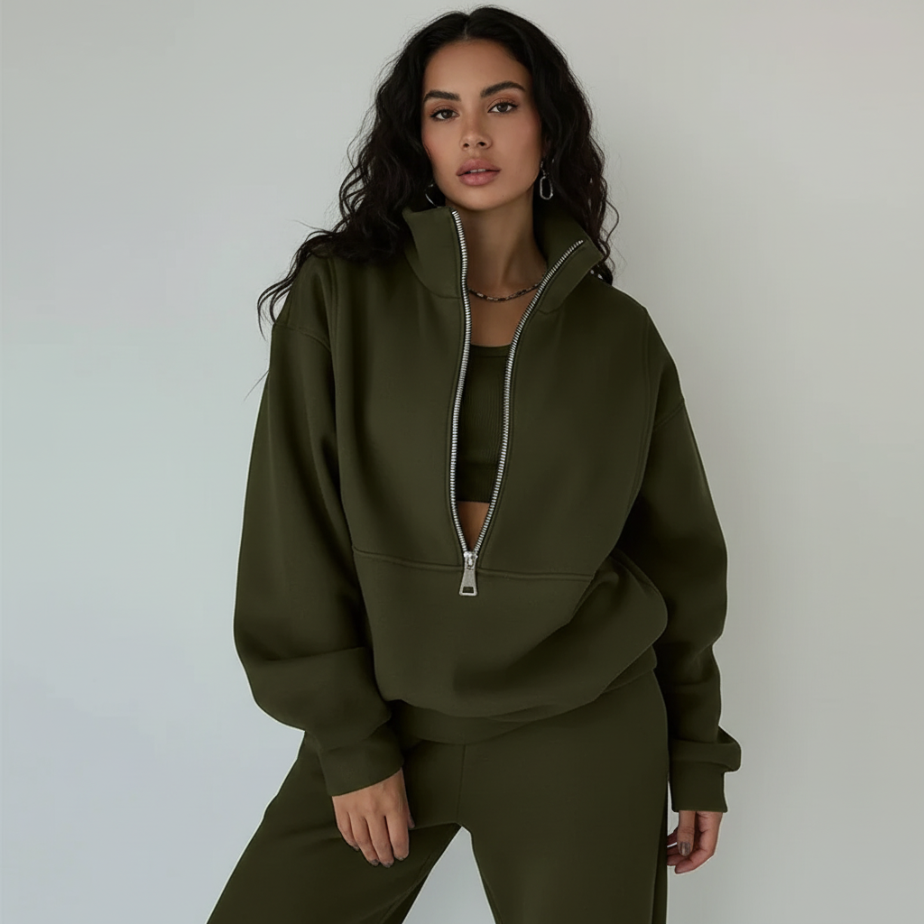 Fabienne | Women's Tracksuit – Half-Zip Sweater & Trousers Two-Piece Set