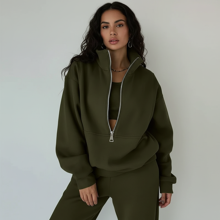 Fabienne | Women's Tracksuit – Half-Zip Sweater & Trousers Two-Piece Set
