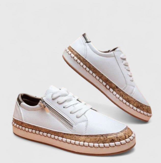 Marguerite | Women's Lace-Up Orthopedic Flats with Floral Embroidered Detail