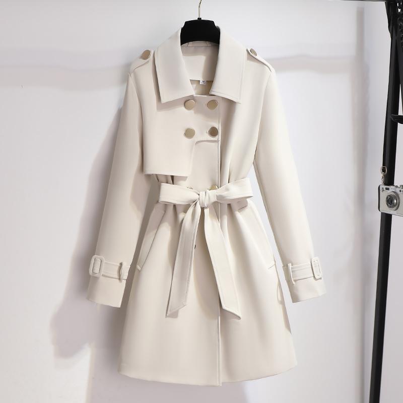 Aurelie | Women's Belted Double-Breasted Waterproof Coat – Notched Lapel Style
