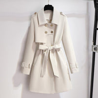 Aurelie | Women's Belted Double-Breasted Waterproof Coat – Notched Lapel Style