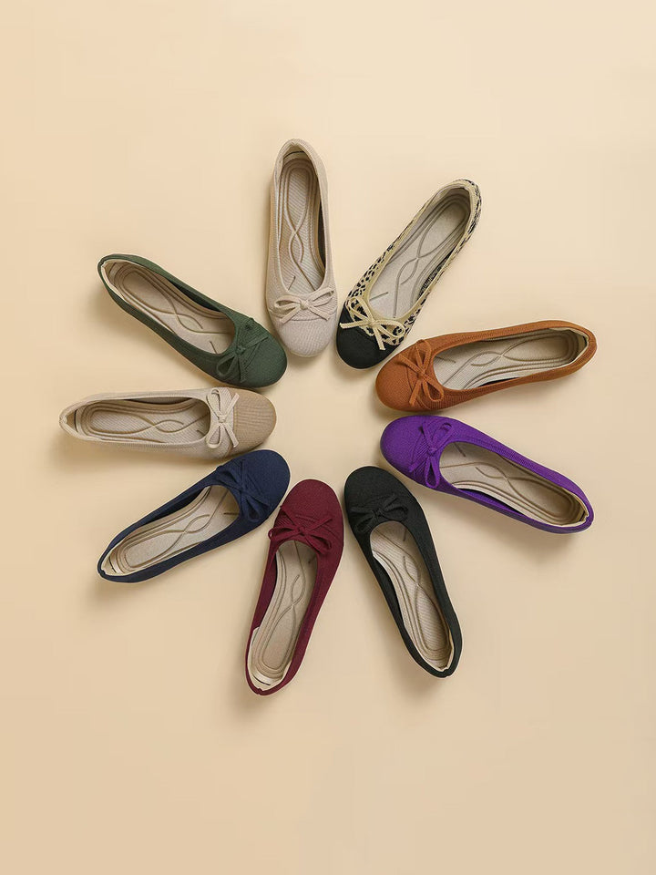 Ottavia | Women's Round Toe Orthopedic Flats with Bow Tie Detail