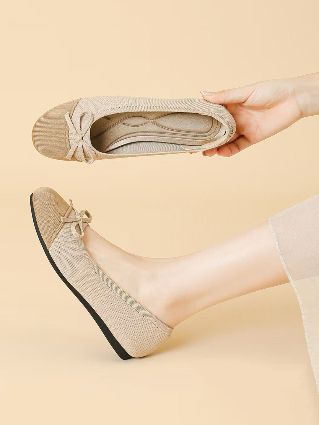 Ottavia | Women's Round Toe Orthopedic Flats with Bow Tie Detail