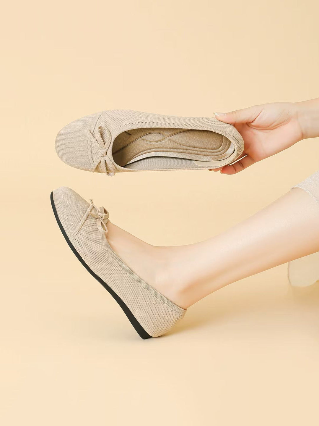 Ottavia | Women's Round Toe Orthopedic Flats with Bow Tie Detail
