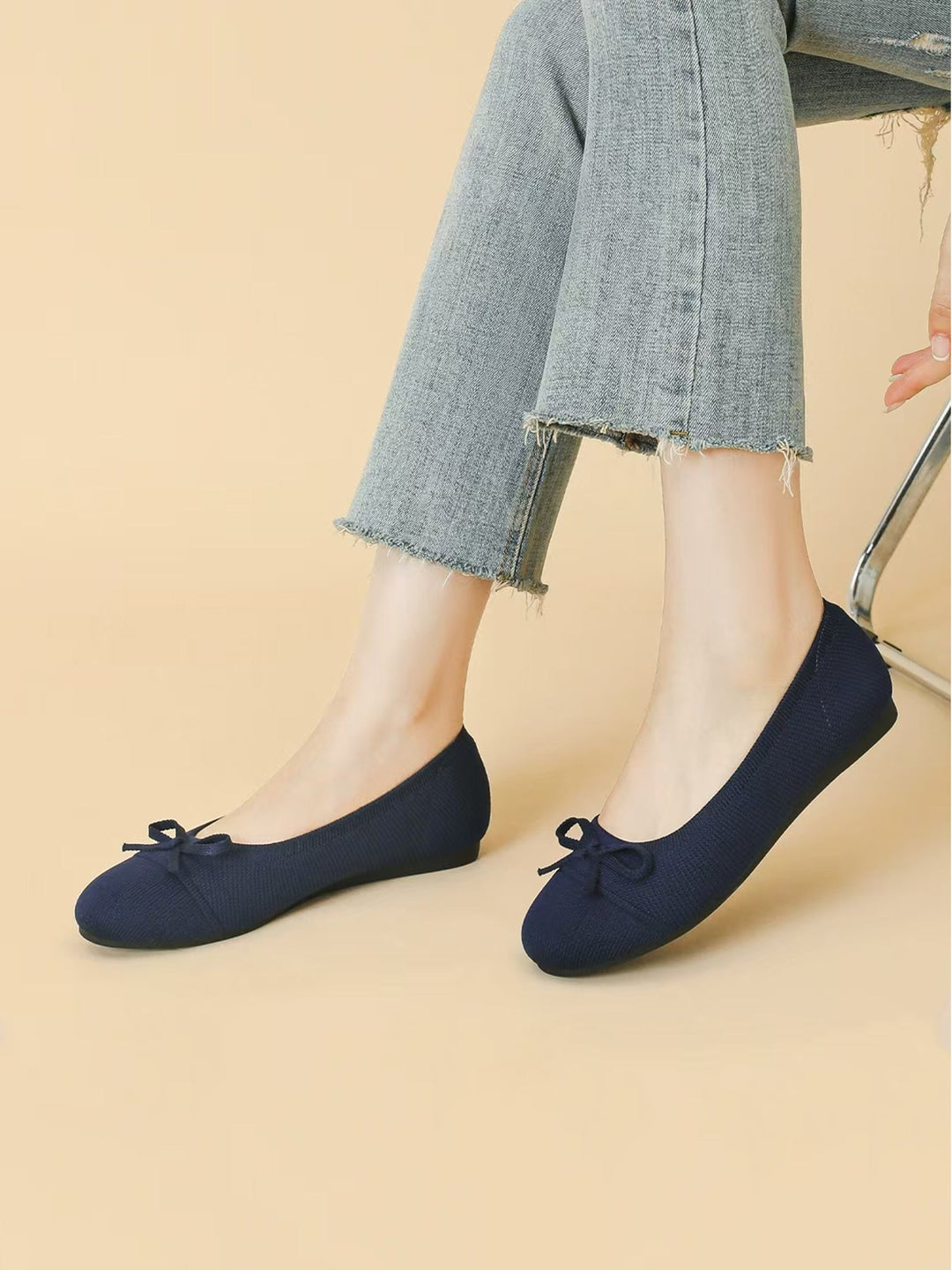 Ottavia | Women's Round Toe Orthopedic Flats with Bow Tie Detail