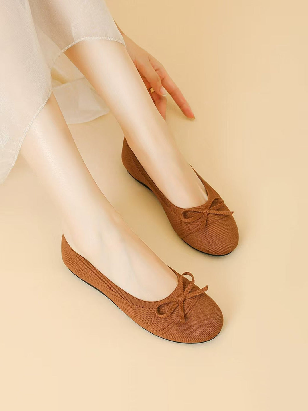 Ottavia | Women's Round Toe Orthopedic Flats with Bow Tie Detail