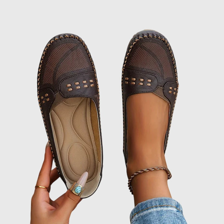 Priscilla | Women's Slip-On Orthopedic Flats with Perforated Cutout Detail