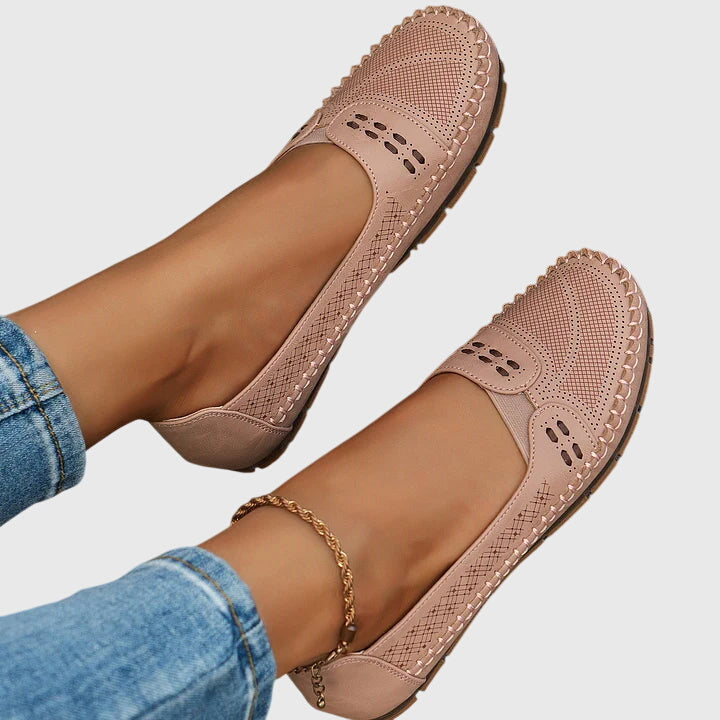 Priscilla | Women's Slip-On Orthopedic Flats with Perforated Cutout Detail