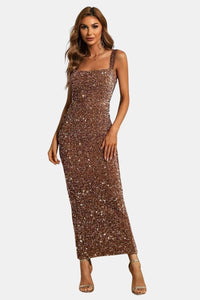Marguerite | Women's Sequin Square Neck Wedding Guest Dress Bodycon