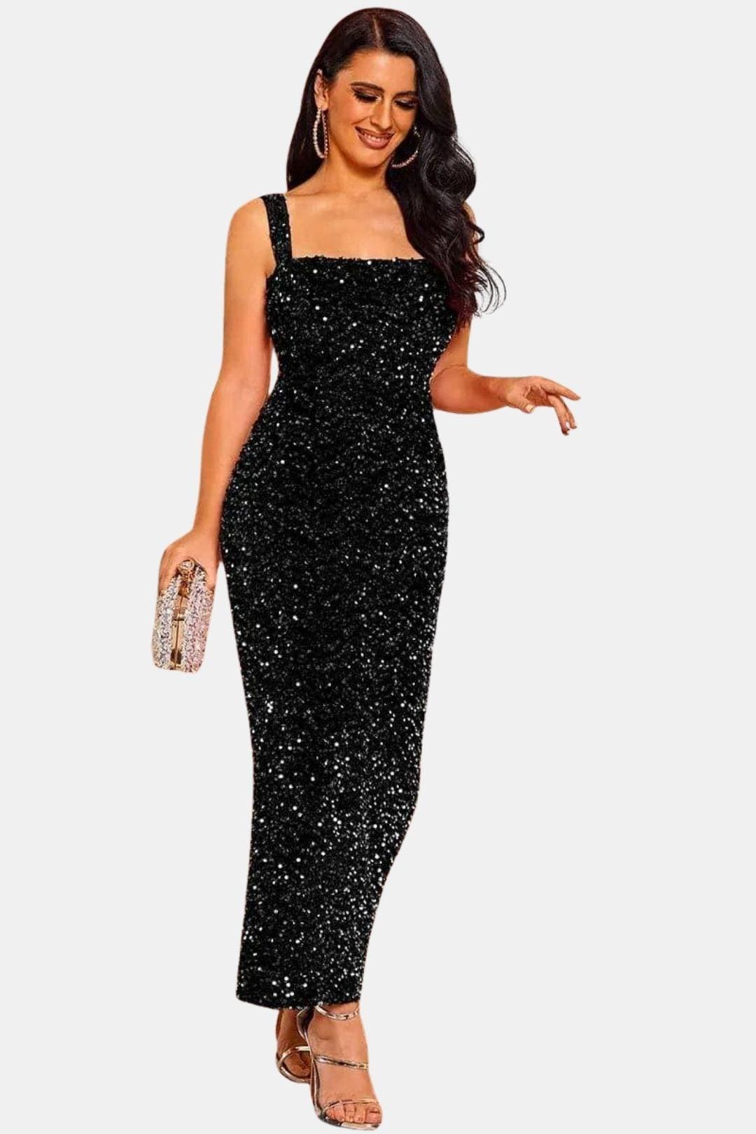 Marguerite | Women's Sequin Square Neck Wedding Guest Dress Bodycon