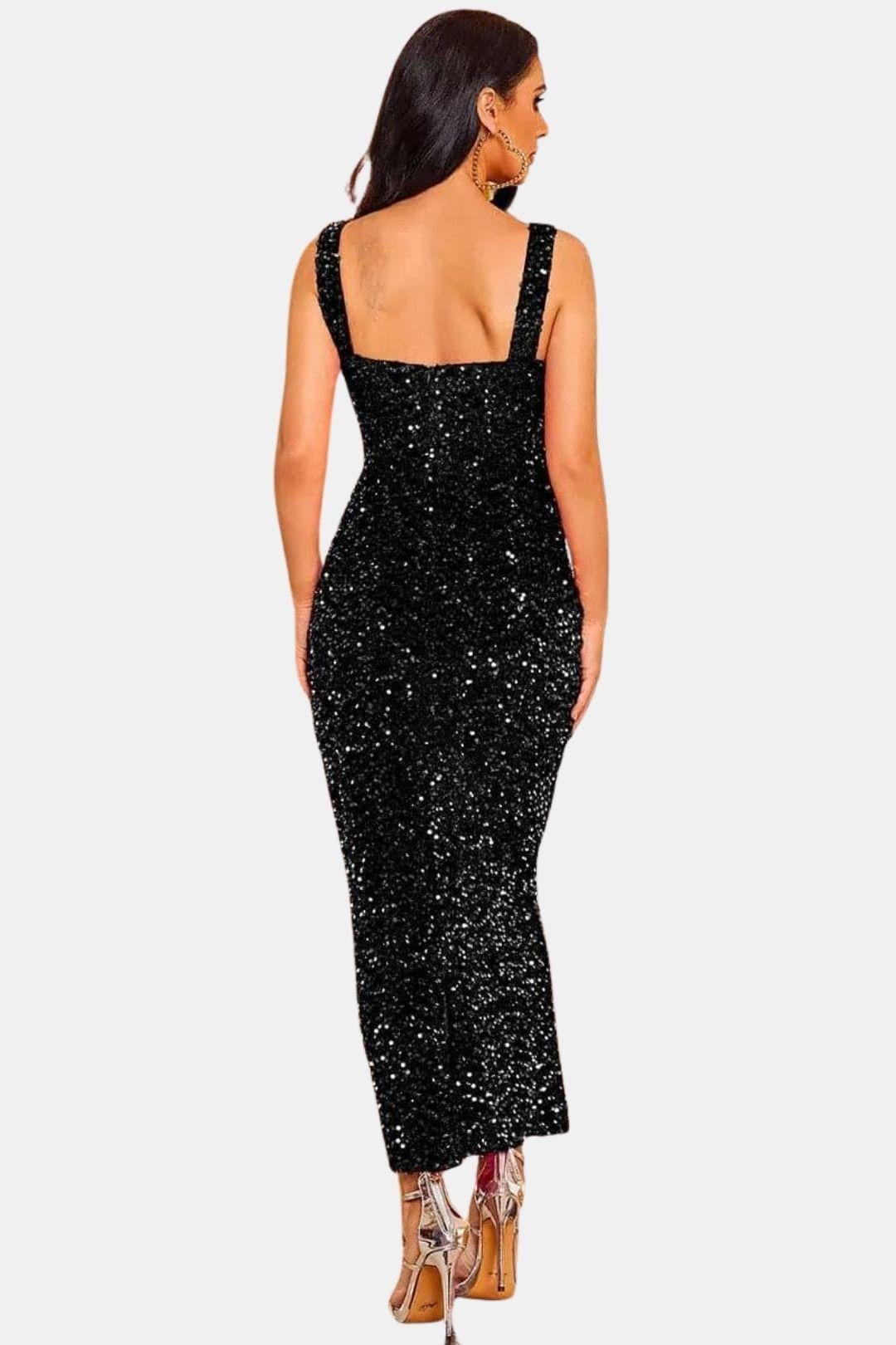 Marguerite | Women's Sequin Square Neck Wedding Guest Dress Bodycon