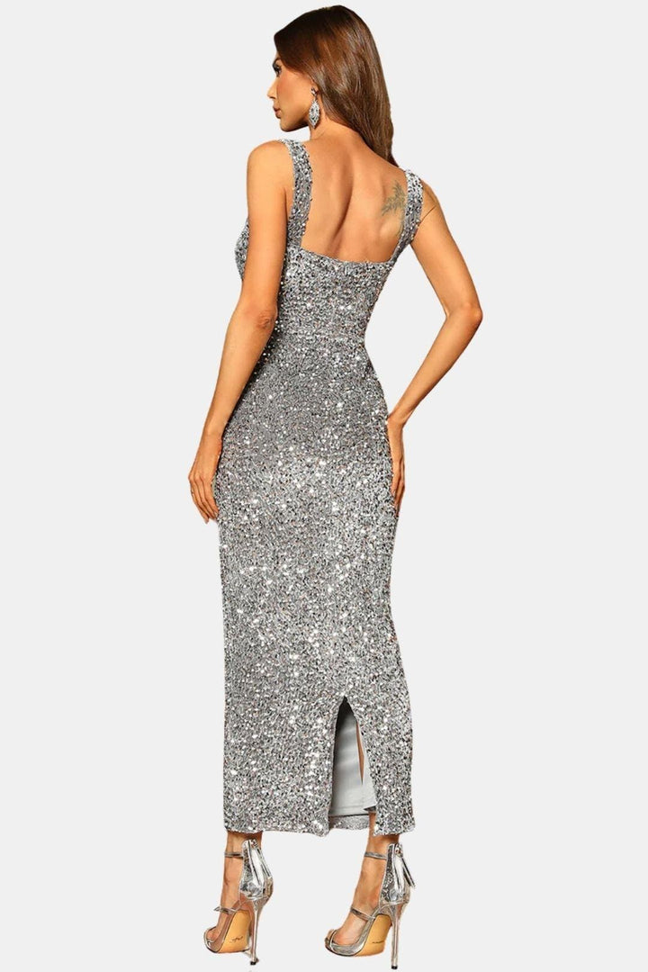 Marguerite | Women's Sequin Square Neck Wedding Guest Dress Bodycon