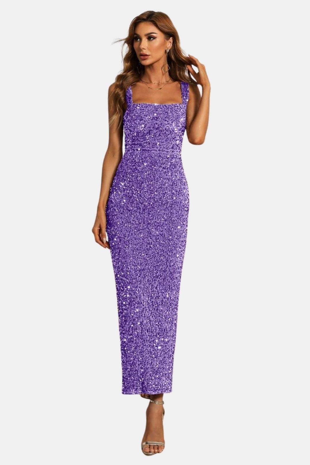 Marguerite | Women's Sequin Square Neck Wedding Guest Dress Bodycon