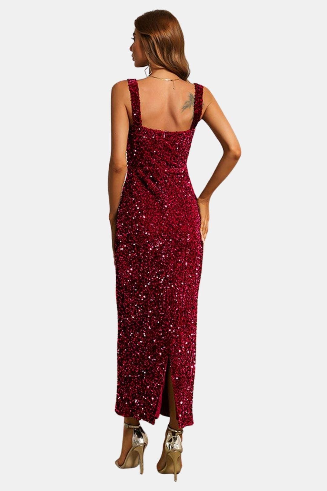 Marguerite | Women's Sequin Square Neck Wedding Guest Dress Bodycon