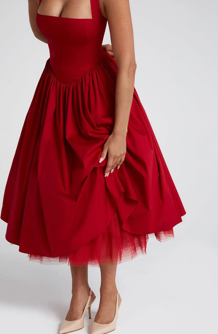 Winnifred | Women's Halter Bow Wedding Guest Dress Full Skirt